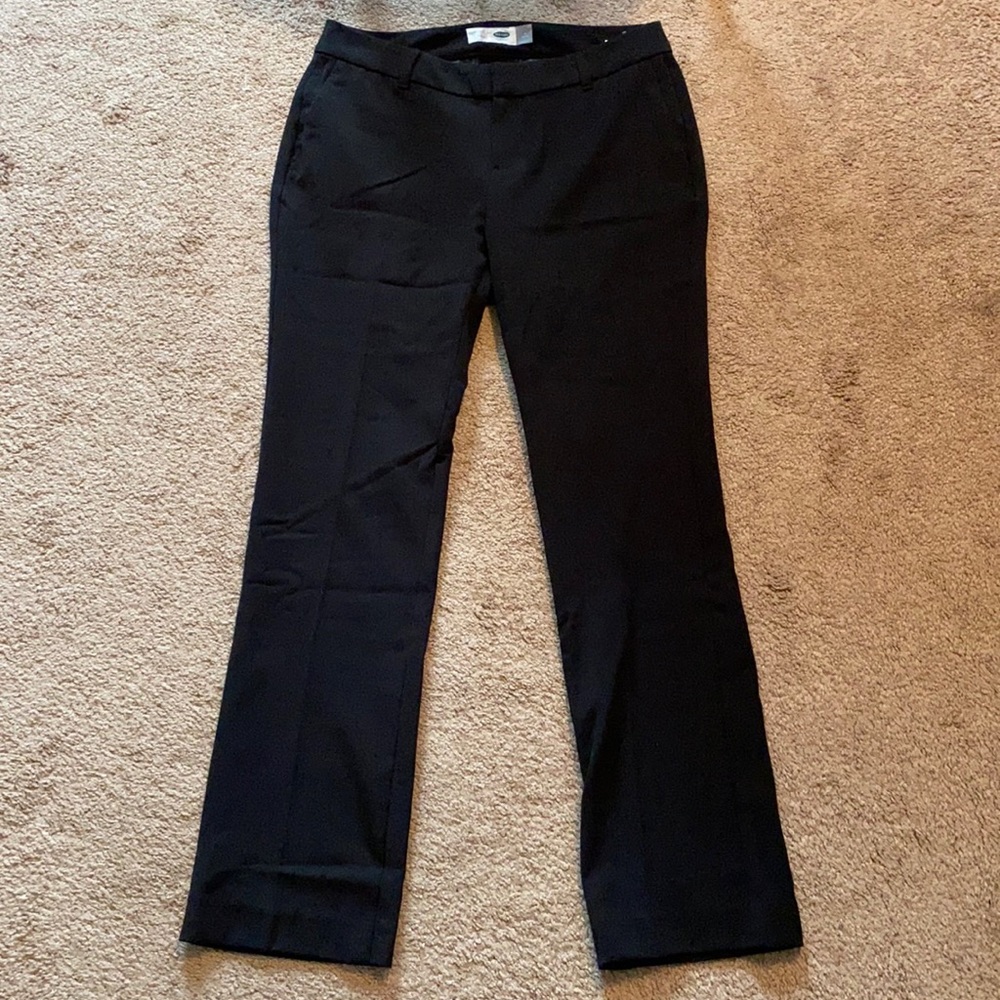 Black straight leg work slacks